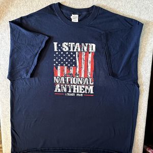 I Stand For The National Anthem Tee T-Shirt Short Sleeve Size 2XL XXL Gilden